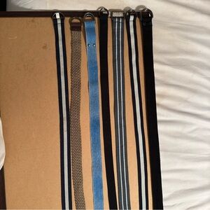 Set of Striped Belts in Blue, Black, and Gray